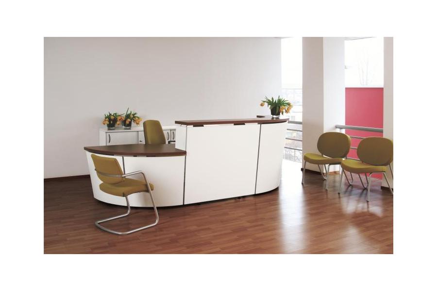 Tera Reception Desk Range - White/Walnut Tops